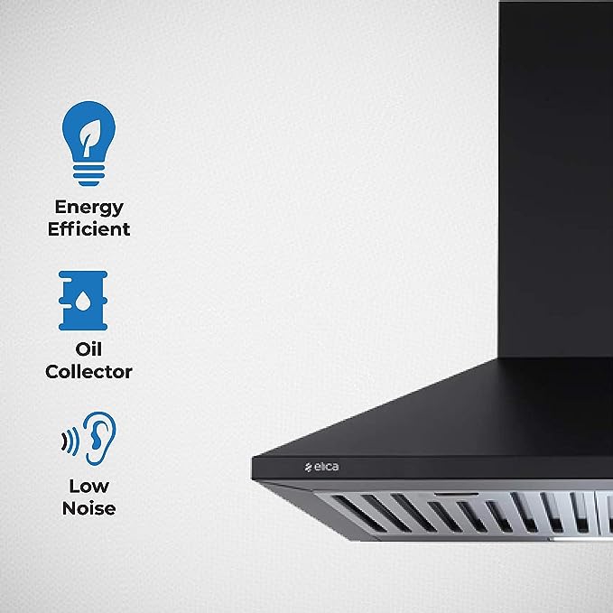 Elica 60 cm 880 m3/hr Chimney (STRIP BF 60 NERO, 2 Baffle Filters, Black)(OPEN BOX) Elica 60 cm 880 m3/hr Chimney (STRIP BF 60 NERO, 2 Baffle Filters, Black)(OPEN BOX)